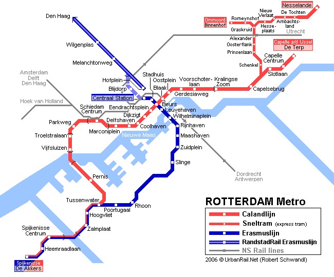 Карта метрополитена Роттердама